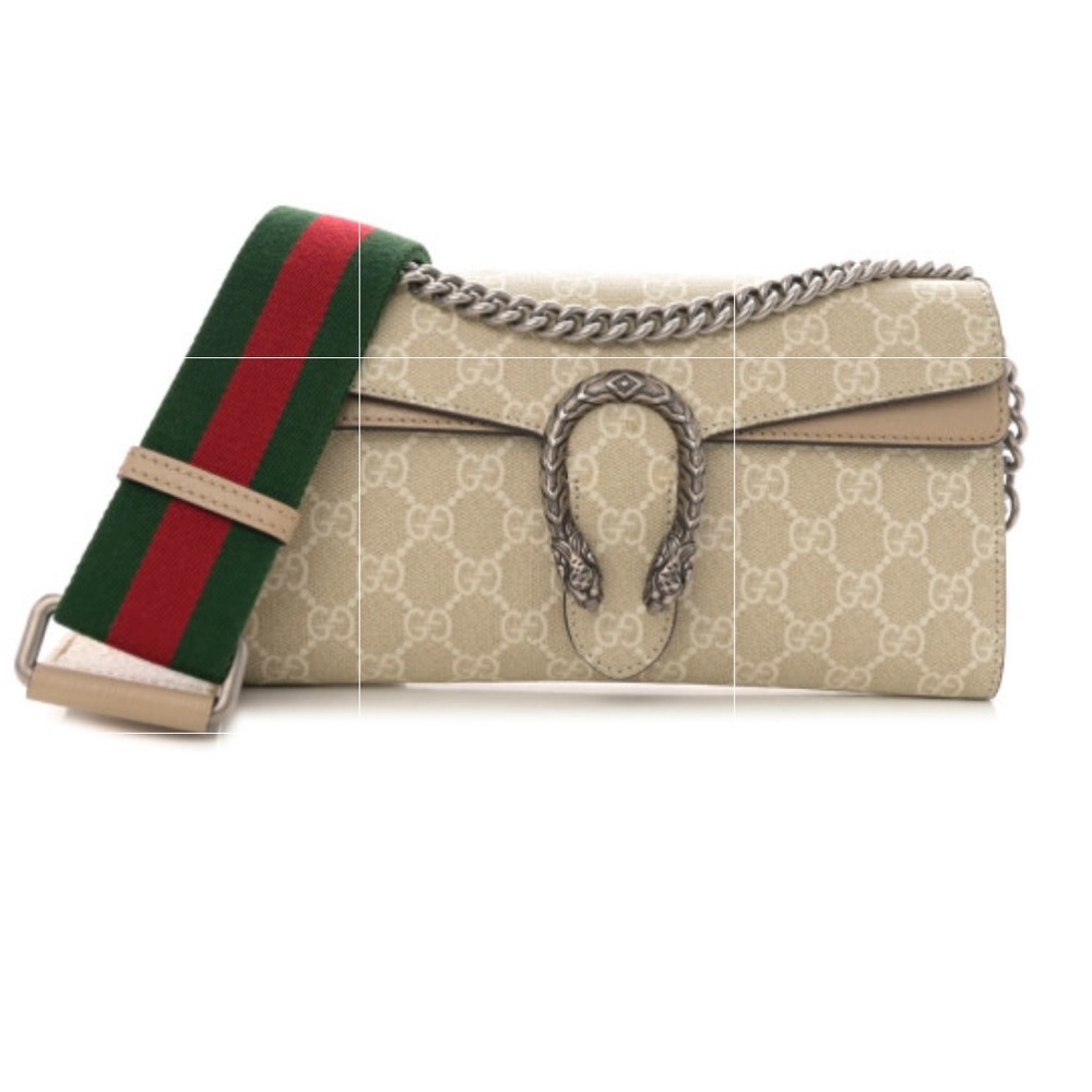 Gucci GG Supreme Calfskin Dionysus Small Shoulder Bag Beige Mystic White Oatmeal